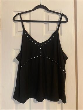 SHEIN Black Stud-Trim V-Neck Camisole